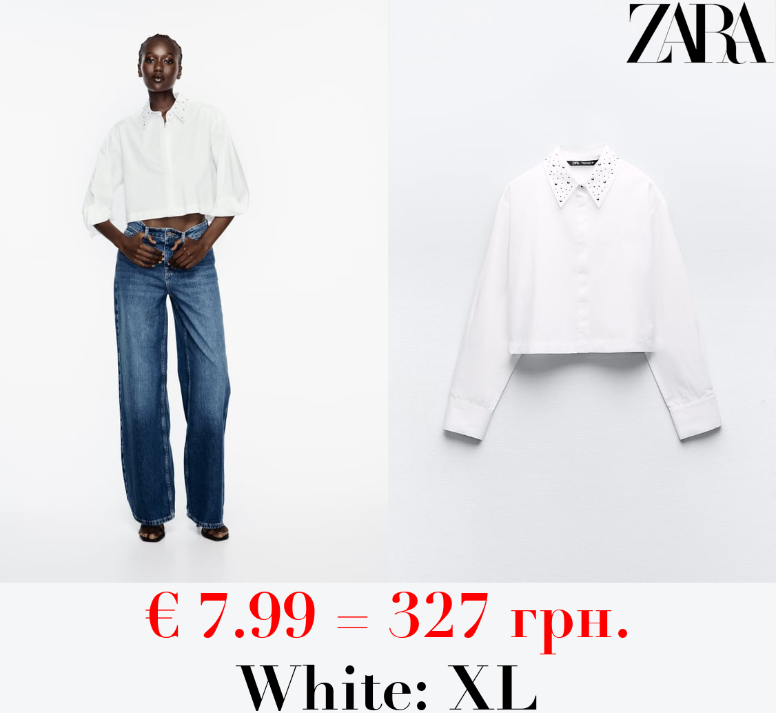 STUDDED POPLIN CROPPED SHIRT