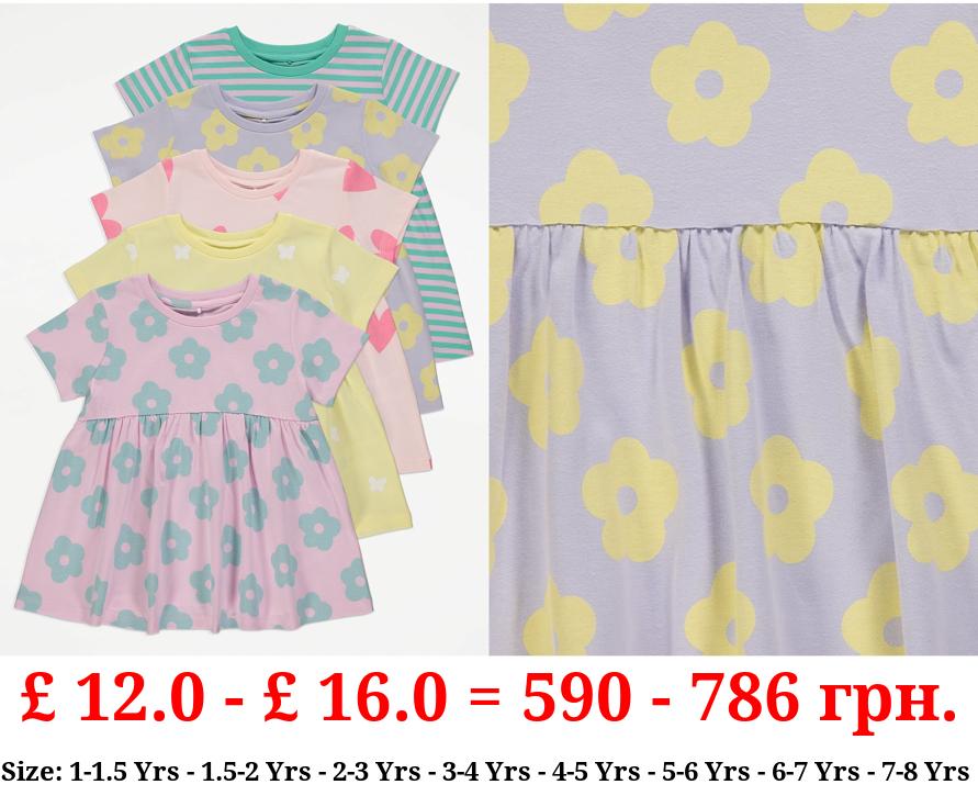 Bright Printed Empire Tops 5 Pack