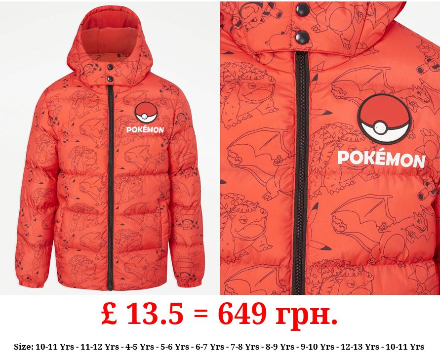 Pokémon Red Fleece Lined Padded Coat