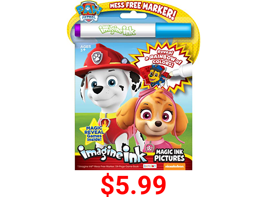 Nickelodeon PAW Patrol 24-Page Imagine Ink Coloring Book with 1 Mess Free Marker Bendon 38709