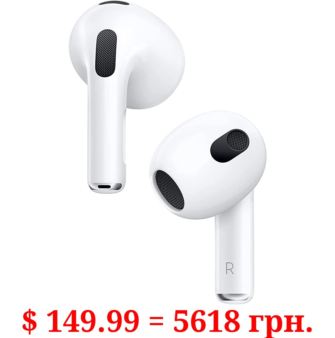 Apple AirPods (3rd Generation) Wireless Earbuds with Lightning Charging Case. Spatial Audio, Sweat and Water Resistant, Up to 30 Hours of Battery Life. Bluetooth Headphones for iPhone