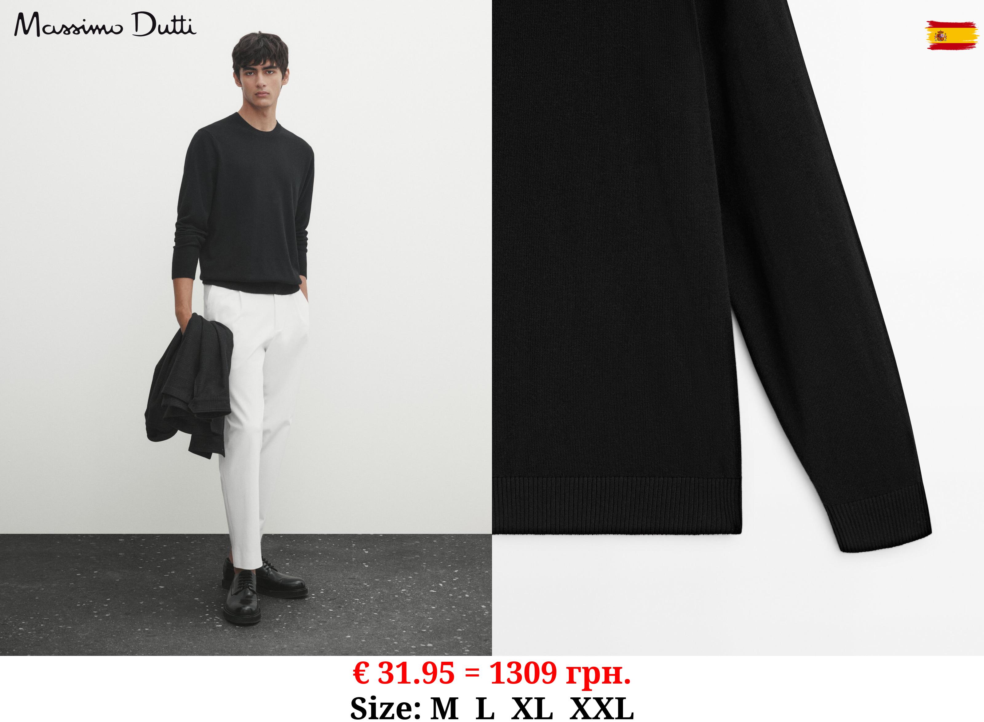 Crew neck knit sweater BLACK