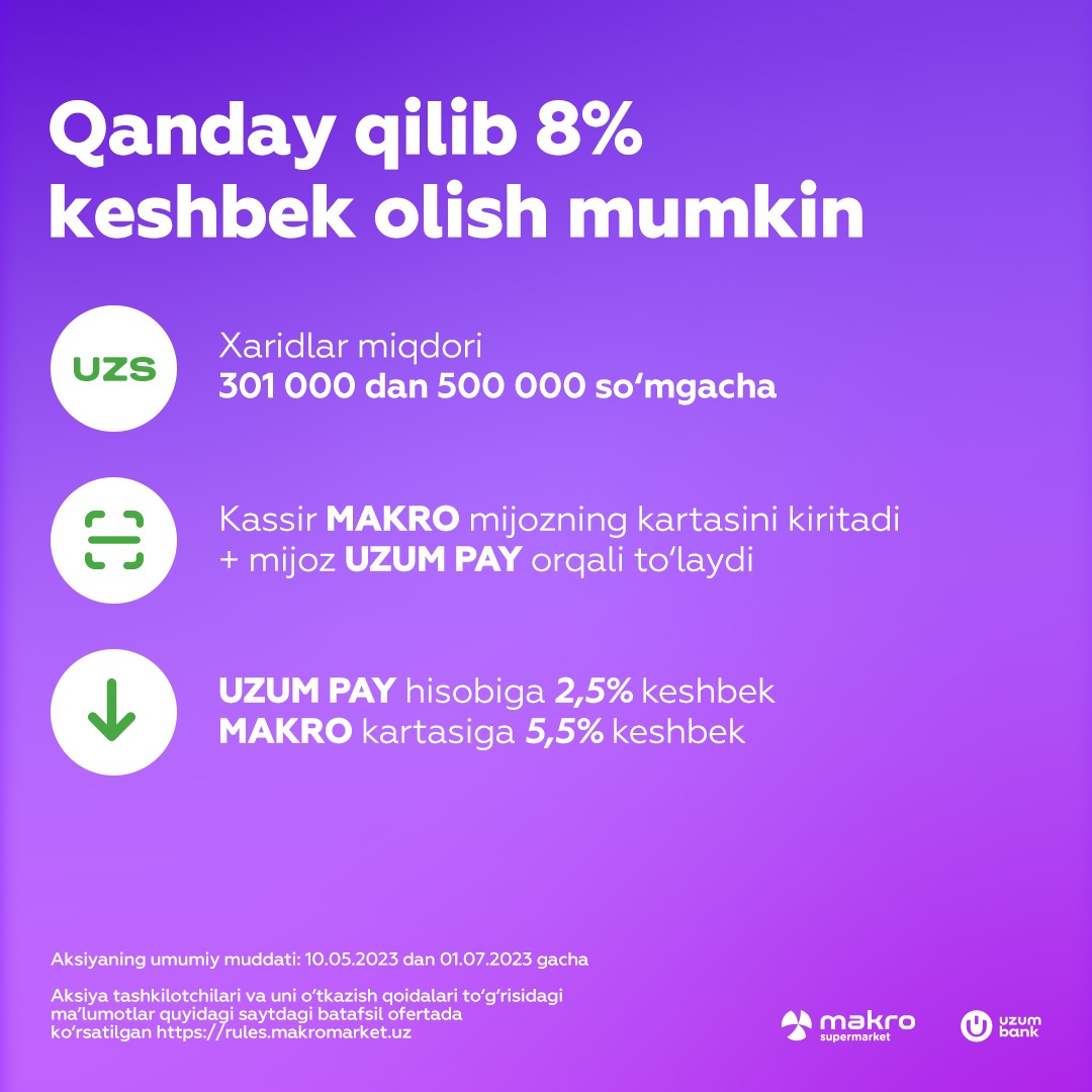 Makro x Uzum aksiyasi Telegraph