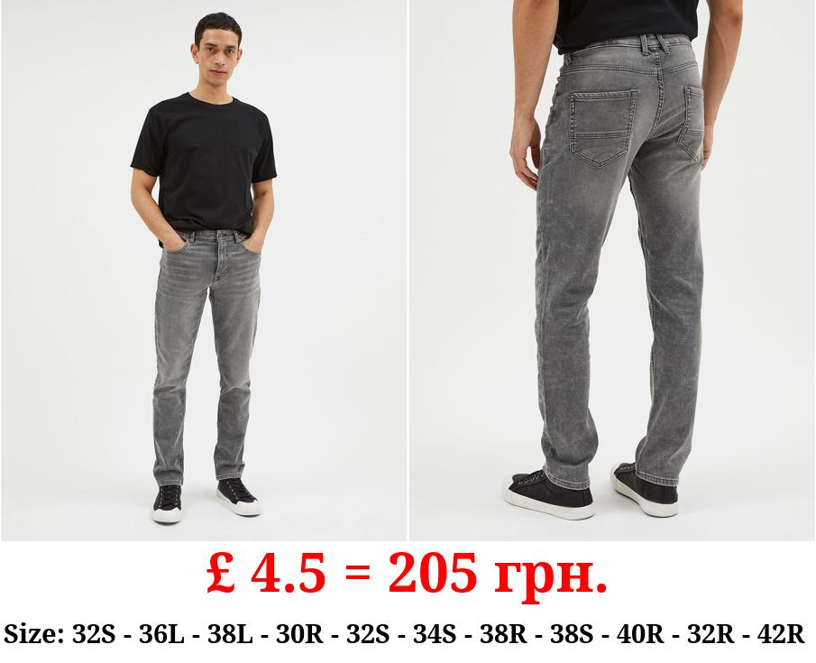 Light Grey Slim Tapered Comfort Fit Jeans With Stretch