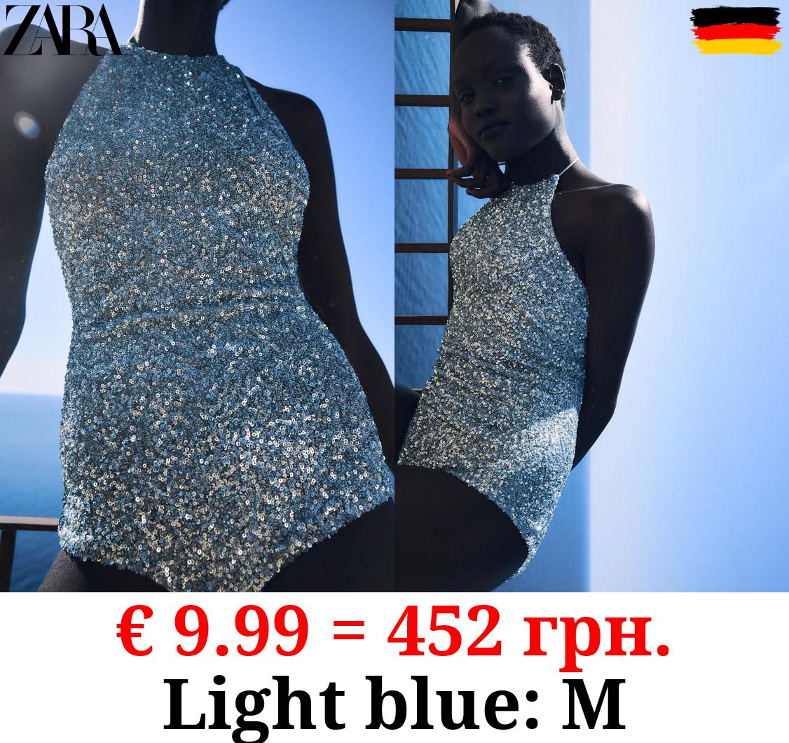 SEQUINNED HALTER PLAYSUIT