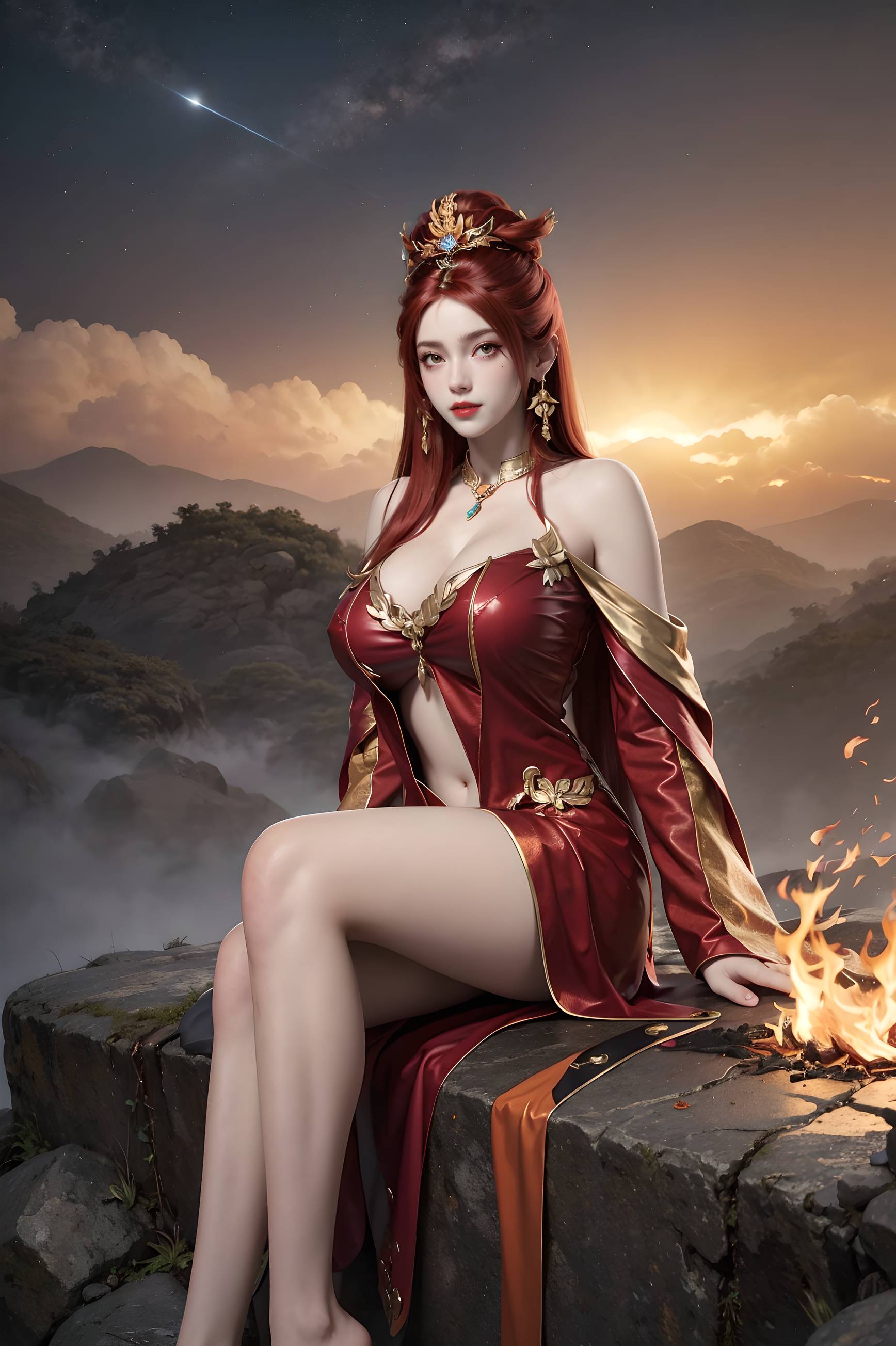 图片[93]-完美世界-曼珠沙华 户外红色礼服-六色网