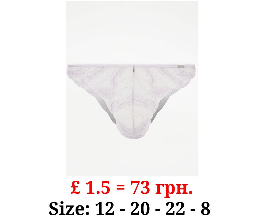 Entice Lilac Feather Lace Brazilian Knickers