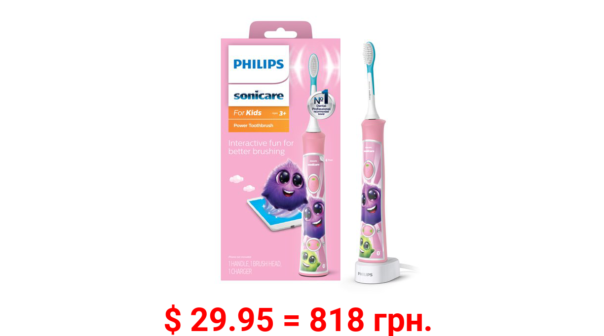 Philips Sonicare for Kids Rechargeable Electric Toothbrush with Bluetooth Connectivity, Pink