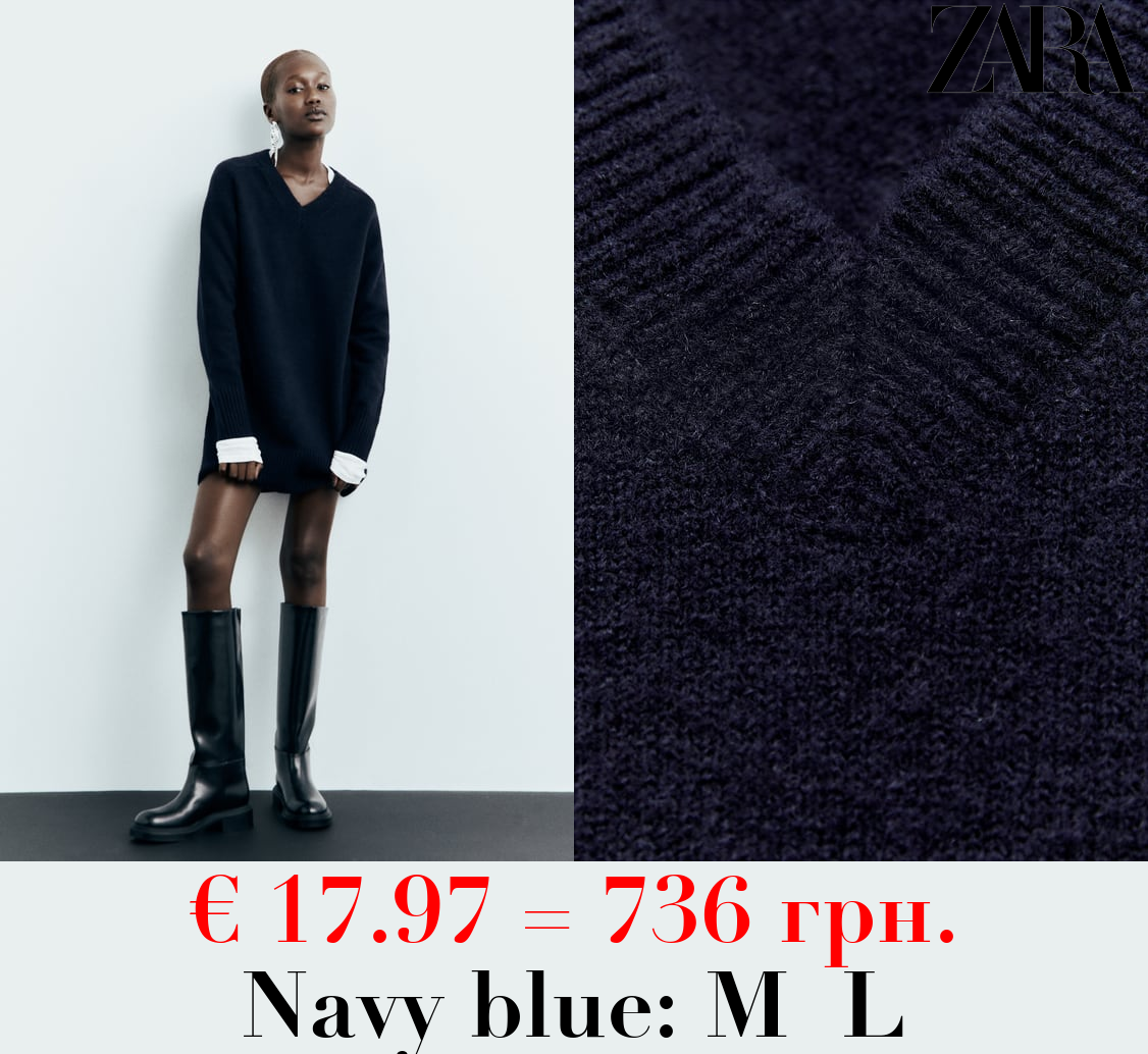 V-NECK KNIT DRESS