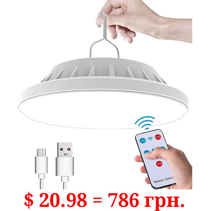 USB Solar Camping Light with Remote Control - Hanging IPX7 Waterproof Tent Light Outdoor Lamp for Camping, Hiking, Outage, Hurricane, Cellphone Emergency Charging(120 Piece LED)