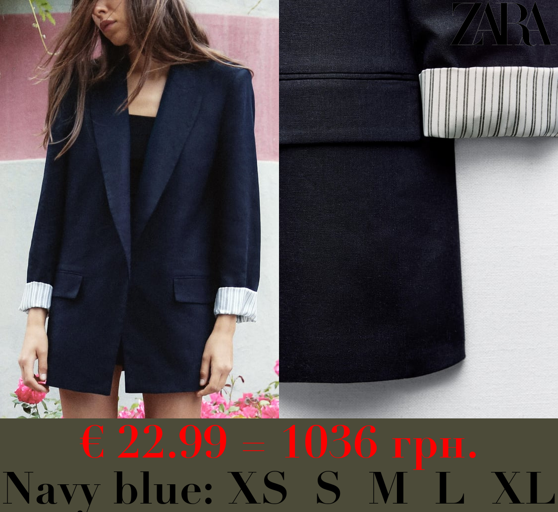 LINEN BLEND OPEN BLAZER