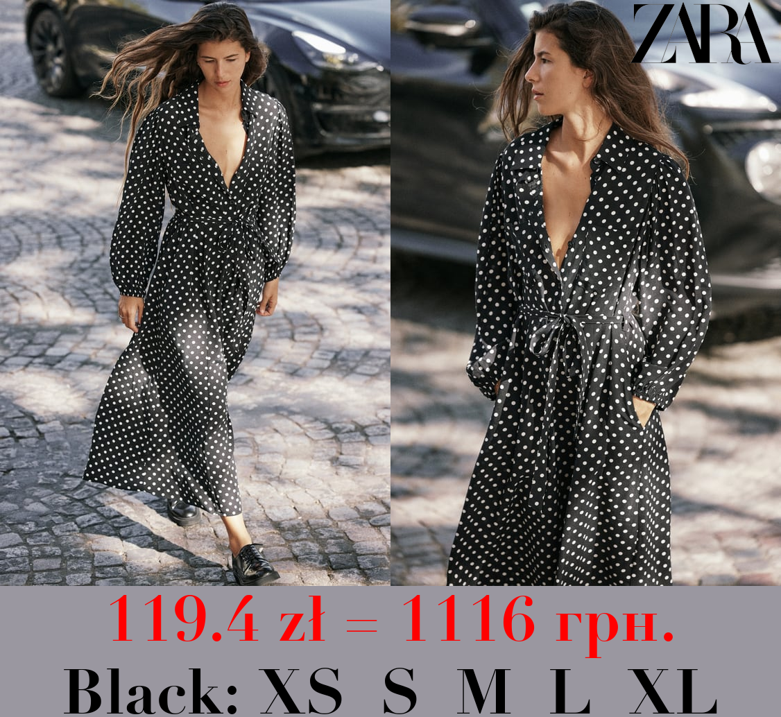 POLKA DOT PRINT MIDI DRESS