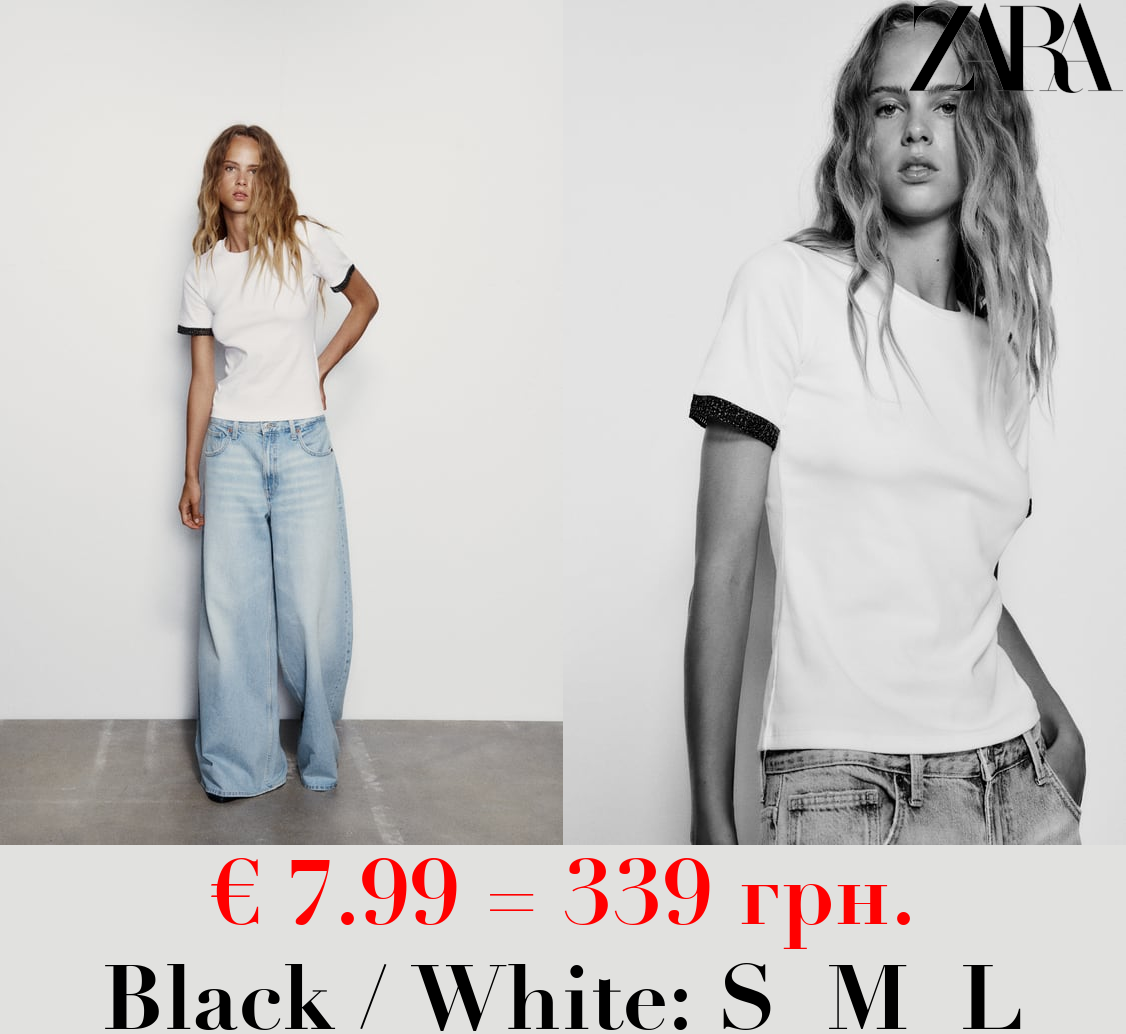 EMBELLISHED TRIM T-SHIRT