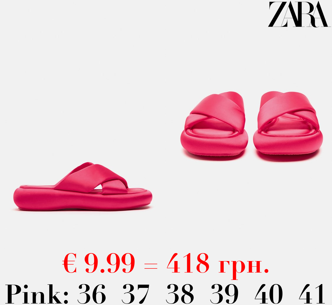 CRISS-CROSS FLAT FABRIC SLIDER SANDALS