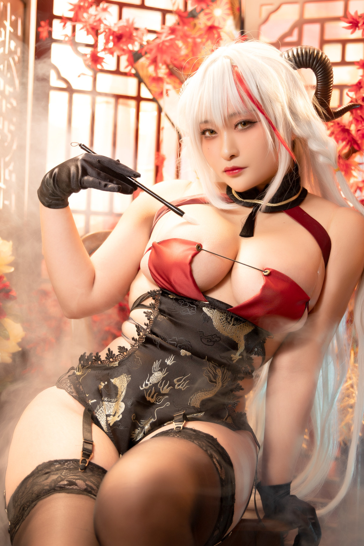Cosplay 洛璃LoLiSAMA 埃吉尔旗袍 金龙腾祥云 Set.01 23