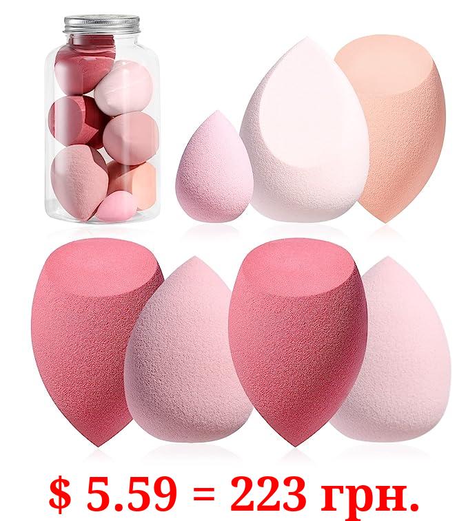 Makeup Sponge Set BS-MALL Blender Sponges 7 Pcs for Liquid, Cream, and Powder, Multi-colored with 1 Mini Makeup Sponge Pink (A-Pink)