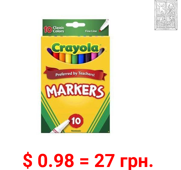 Crayola Classic Thin Line Marker Set, 10-Colors
