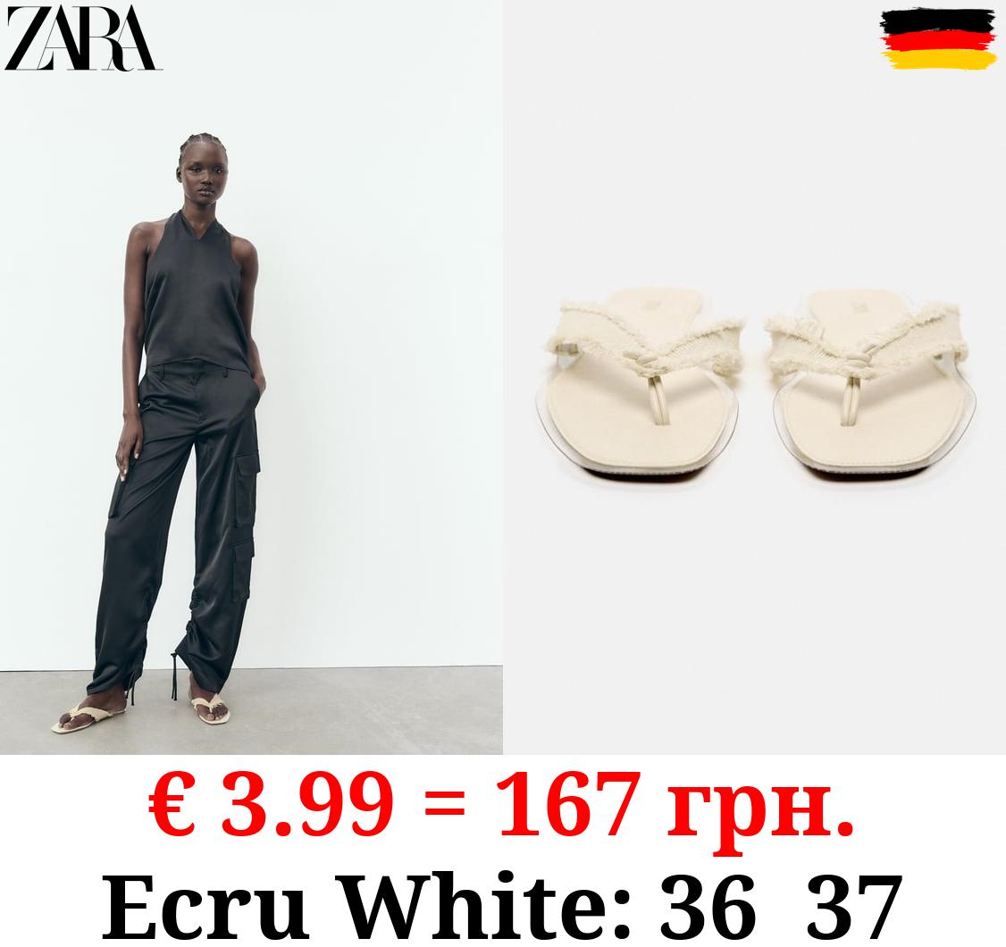 FRAYED FLAT SLIDER SANDALS