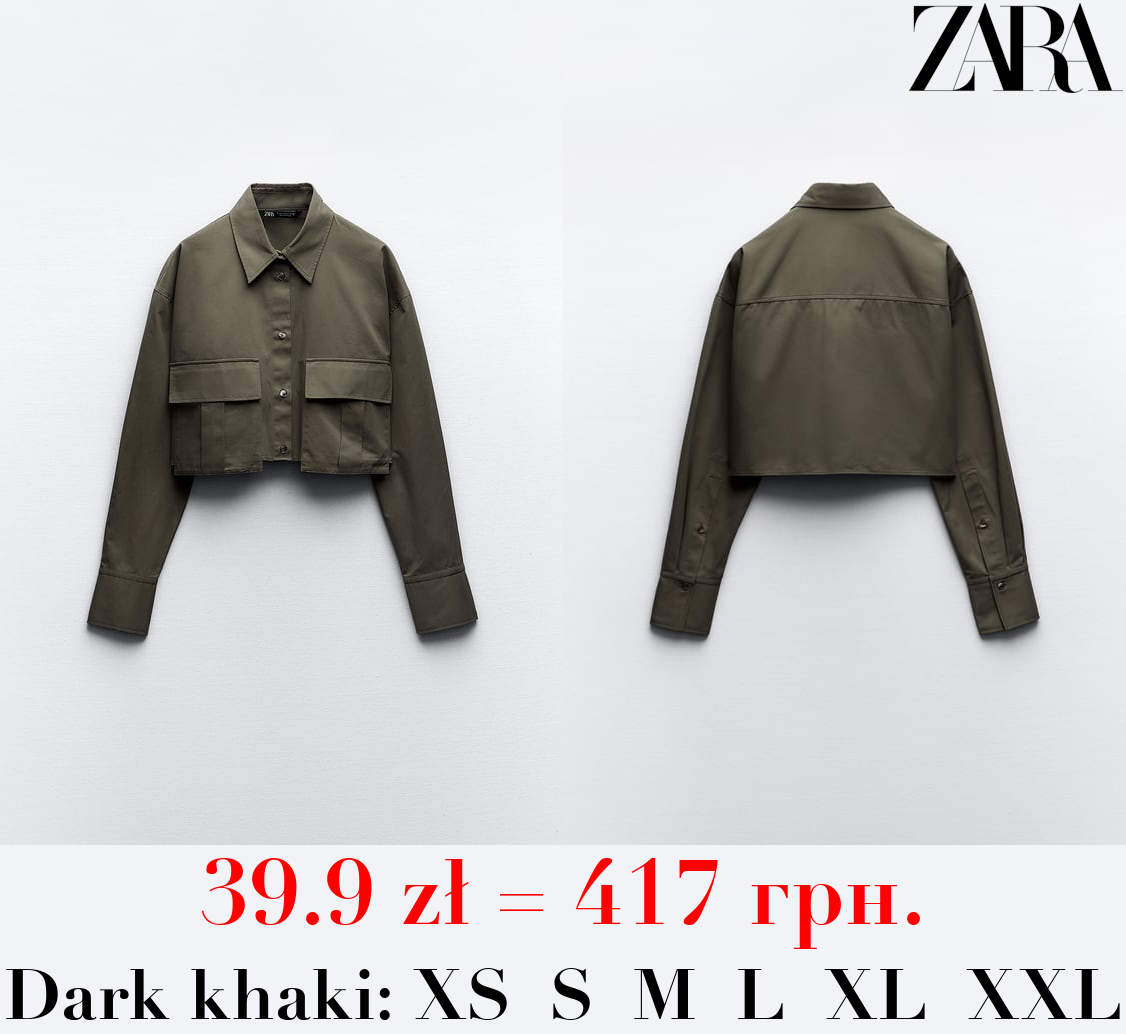 GABARDINE FABRIC CROPPED SHIRT