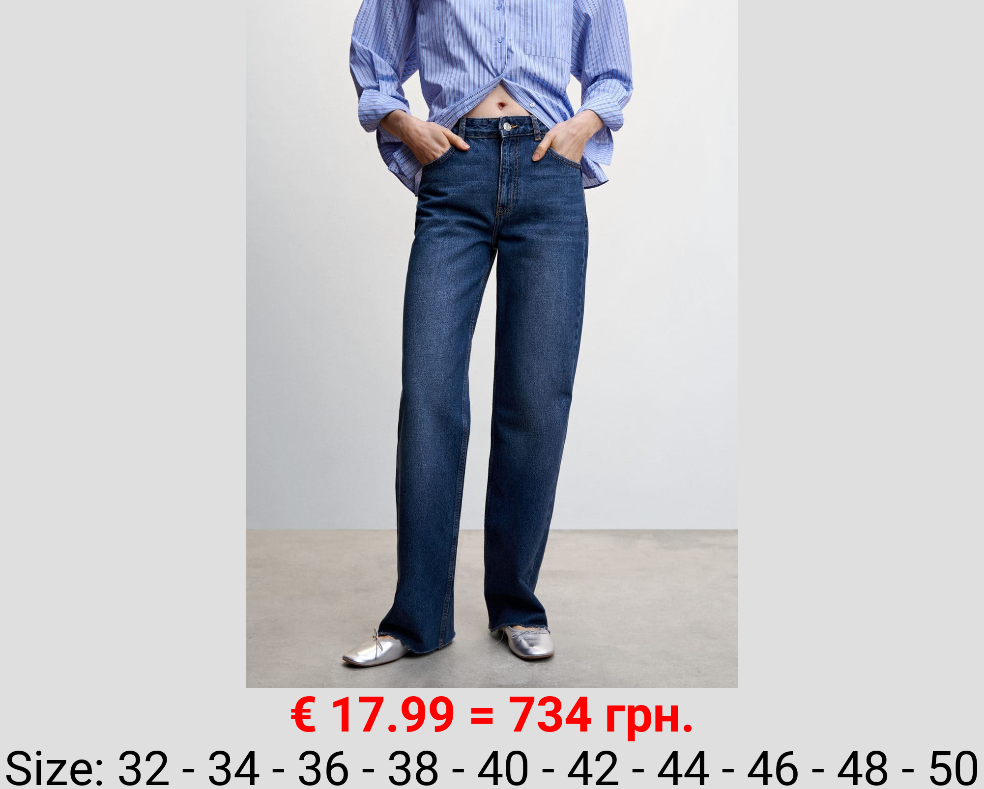 Jeans wideleg tiro medio