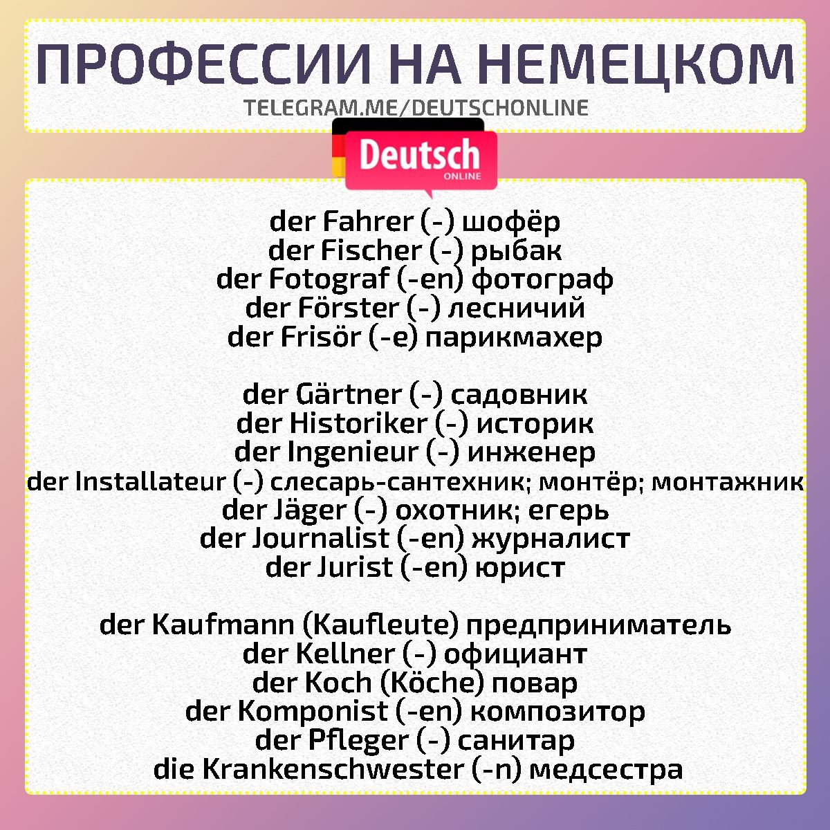 Профессии на немецком языке