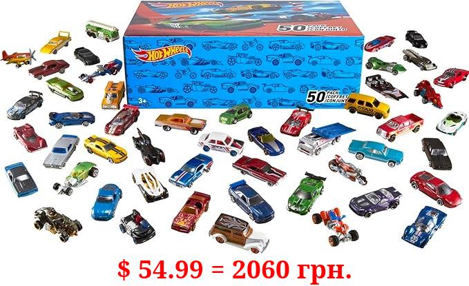 Hot Wheels Set of 50 Toy Trucks & Cars in 1:64 Scale, Individually Packaged Vehicles (Styles May Vary) (Amazon Exclusive)