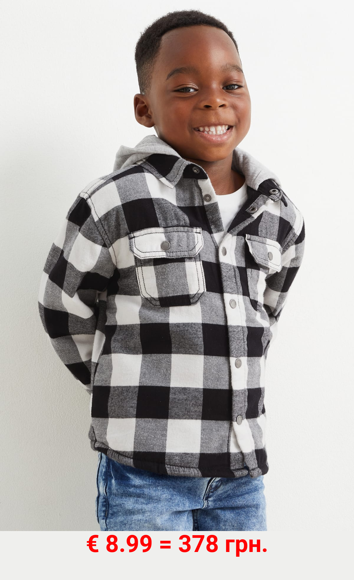 Flanellhemd mit Kapuze - kariert