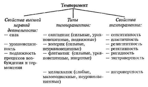 Схема виды темперамента