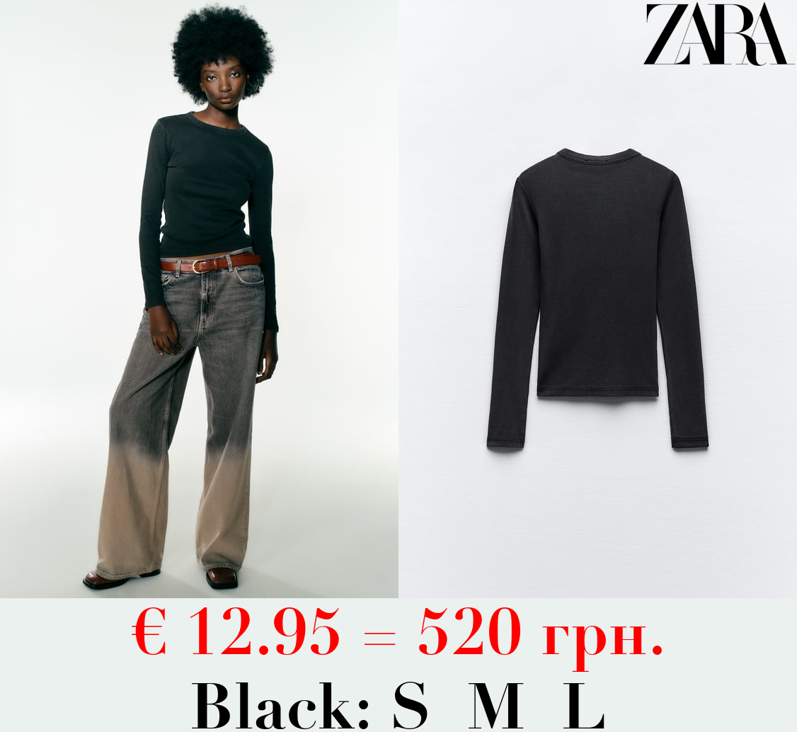 RIBBED LONG SLEEVE T-SHIRT