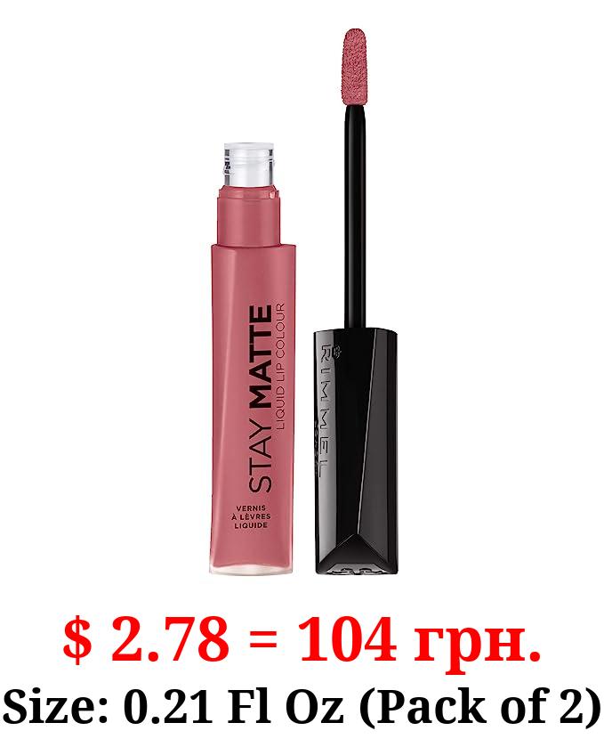 Rimmel Stay Matte Lip Liquid, Pink Bliss, 0.21 Fl Oz (Pack of 2)