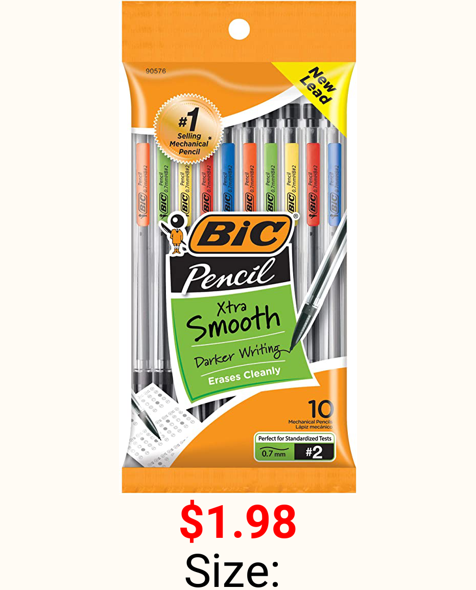 BIC Xtra-Life Mechanical Pencil, Clear Barrel, Medium Point (0.7mm), 10-Count, Packaging May Vary