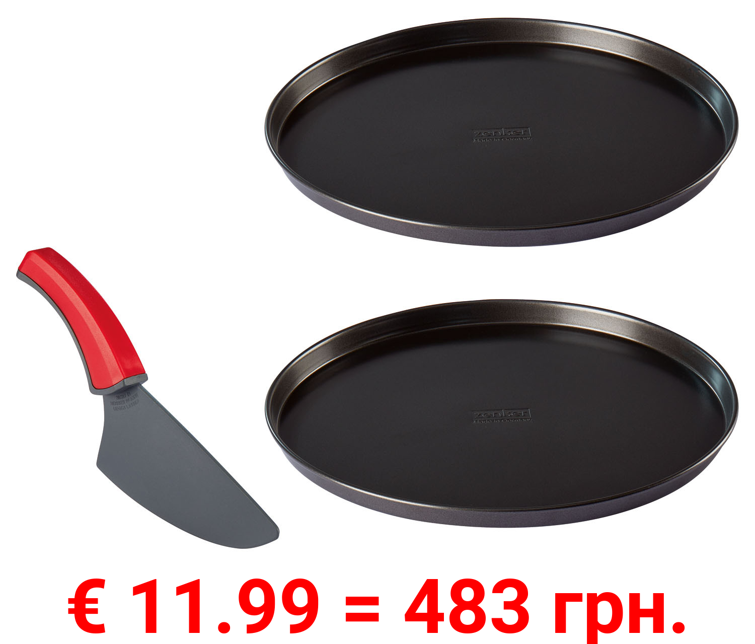 zenker Pizzablech Starter-Set, 2 Stück, mit Schneidheber