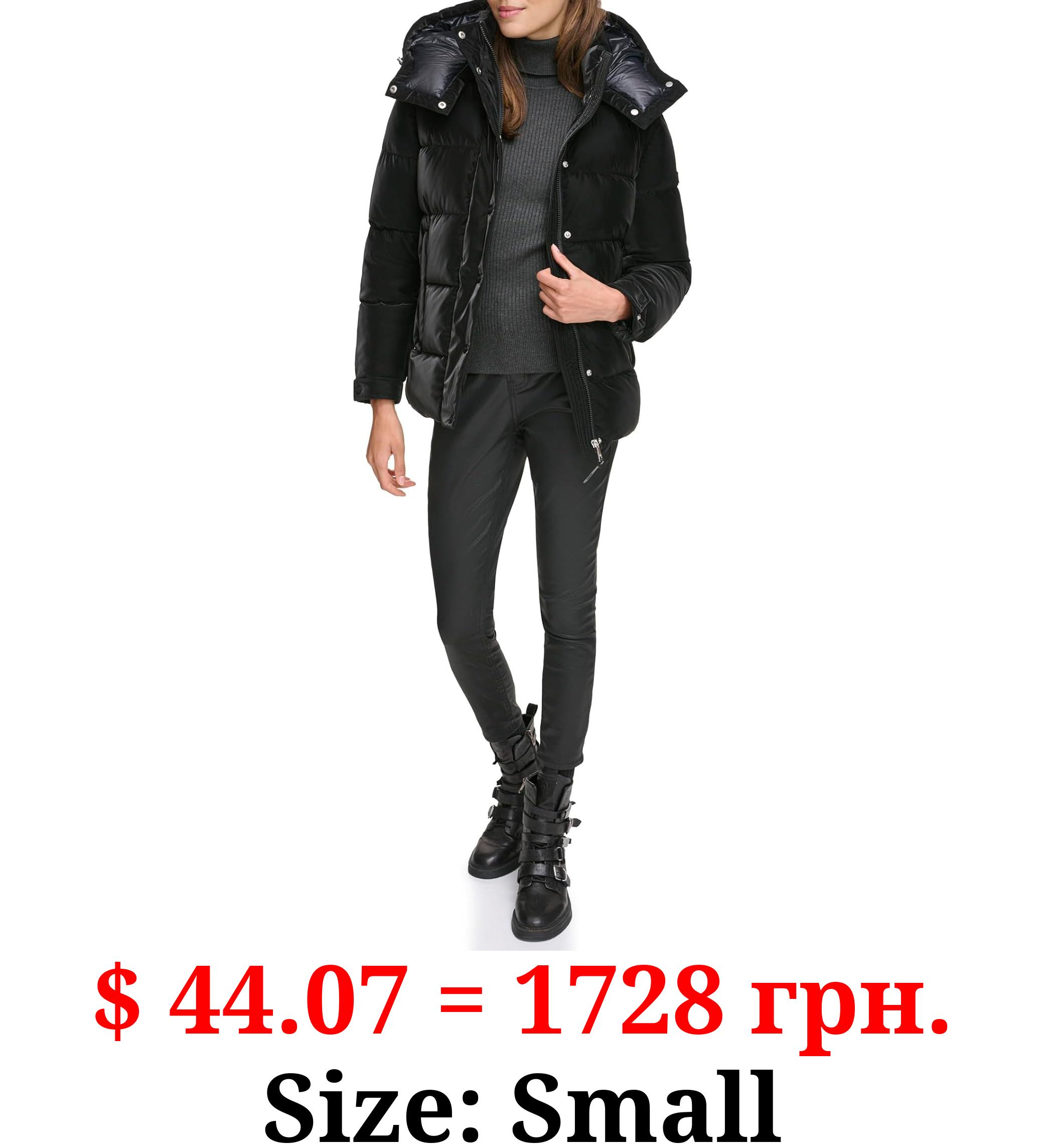 DKNY Women's Hooded Puffer Coat