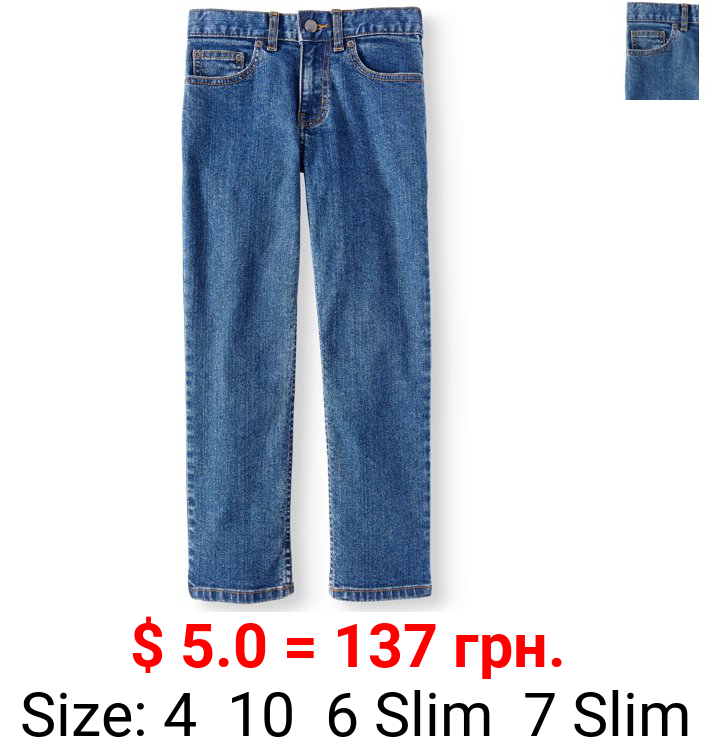 Wonder Nation Boys Straight Stretch Jeans, Sizes 4-16 & Husky