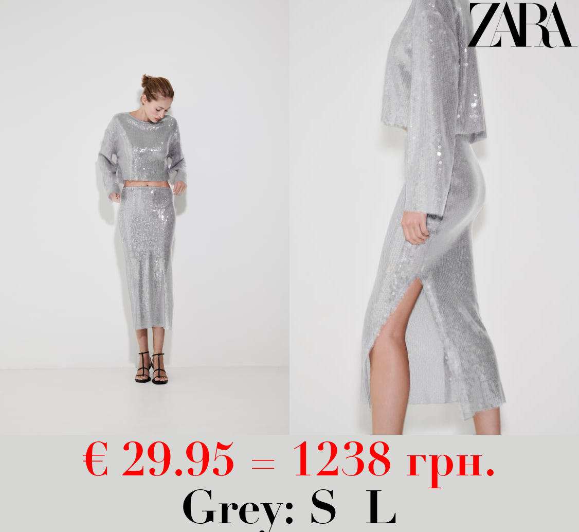 SEQUINNED MIDI SKIRT