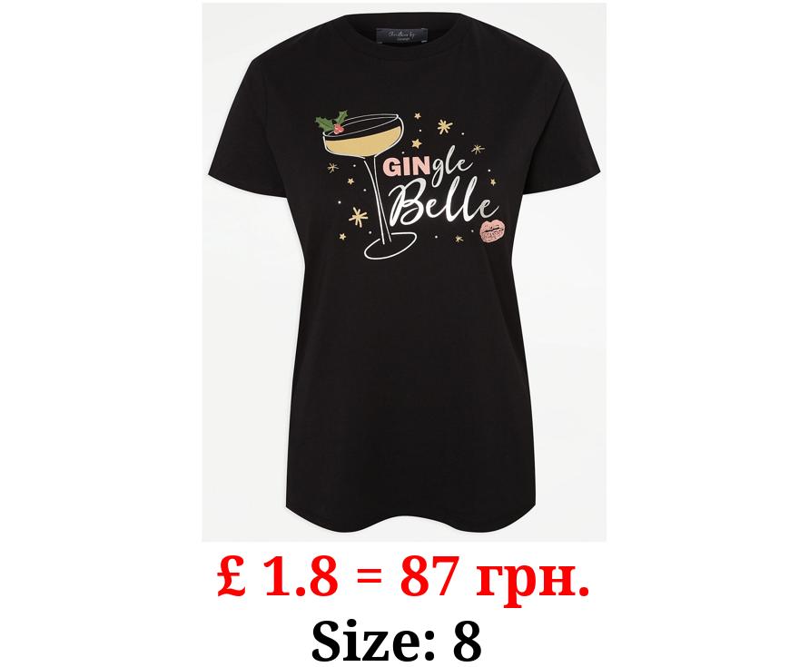 Black Gingle Belle Slogan T-Shirt