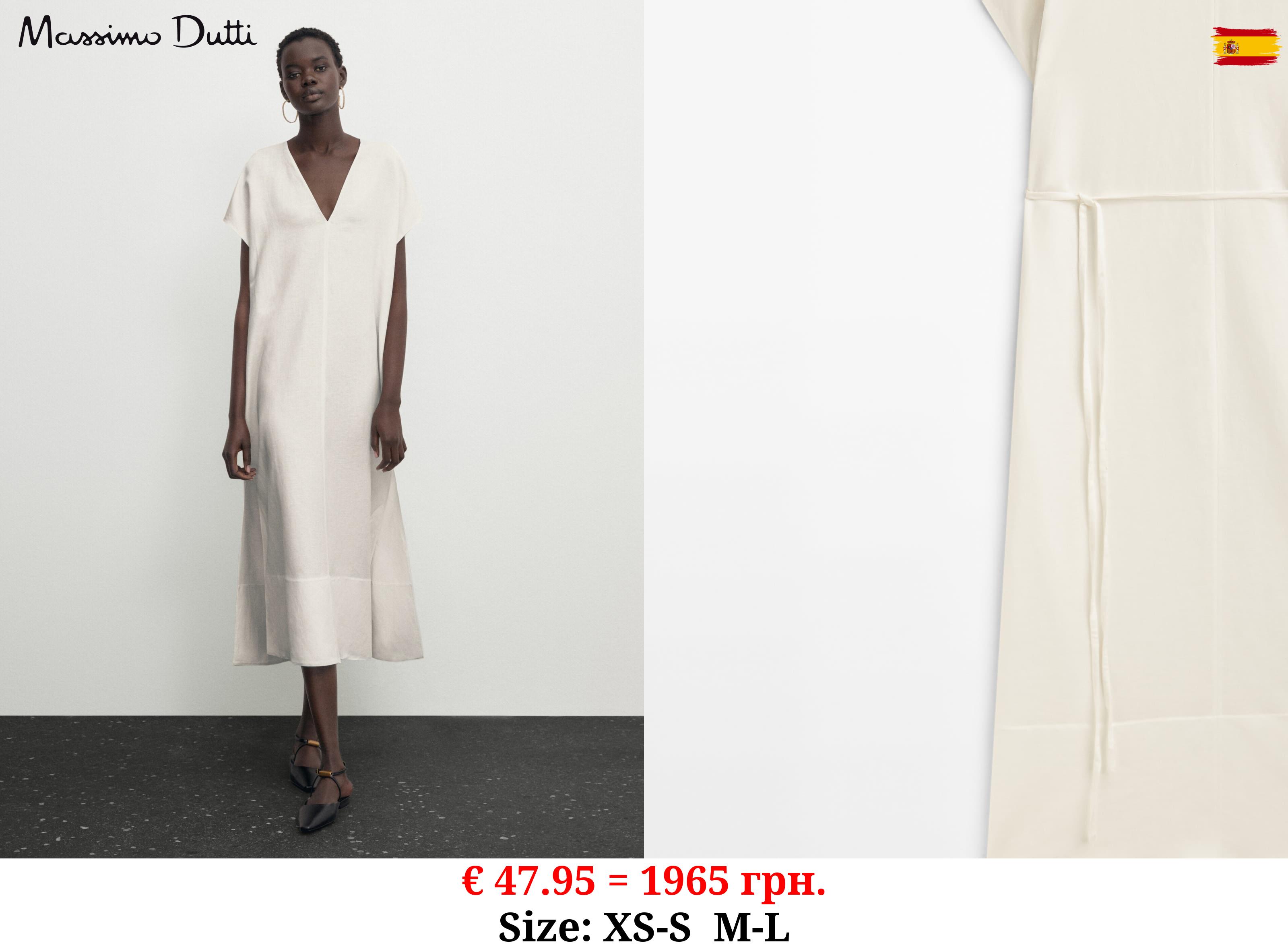 Linen blend kaftan dress with openings WHITE