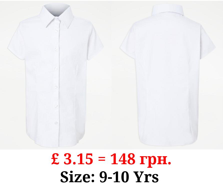 Senior Girls White Stretch Short Sleeve School Blouse