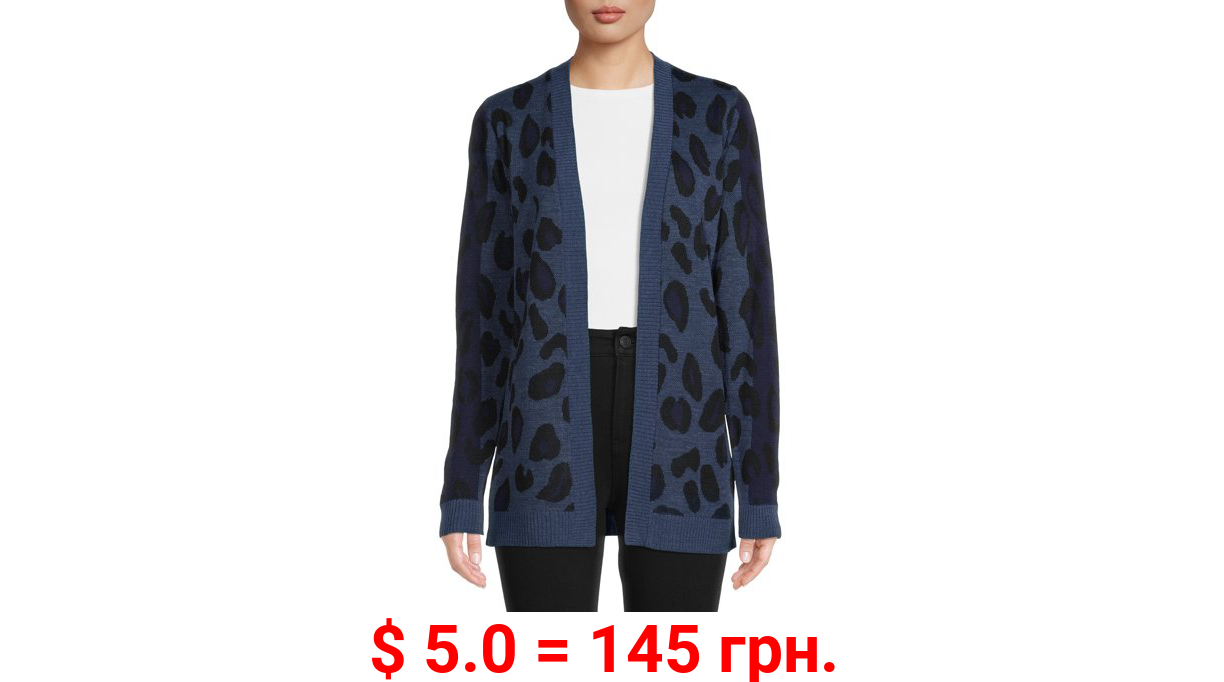 Time and Tru Women's Open Front Animal Cardigan