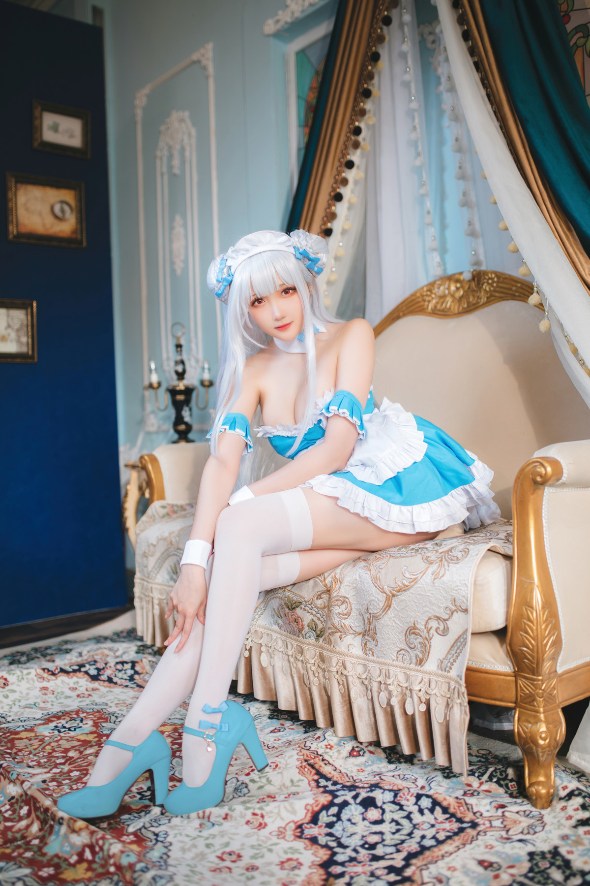 Cosplay 瓜希酱 碧蓝航线 小天鹅女仆 7