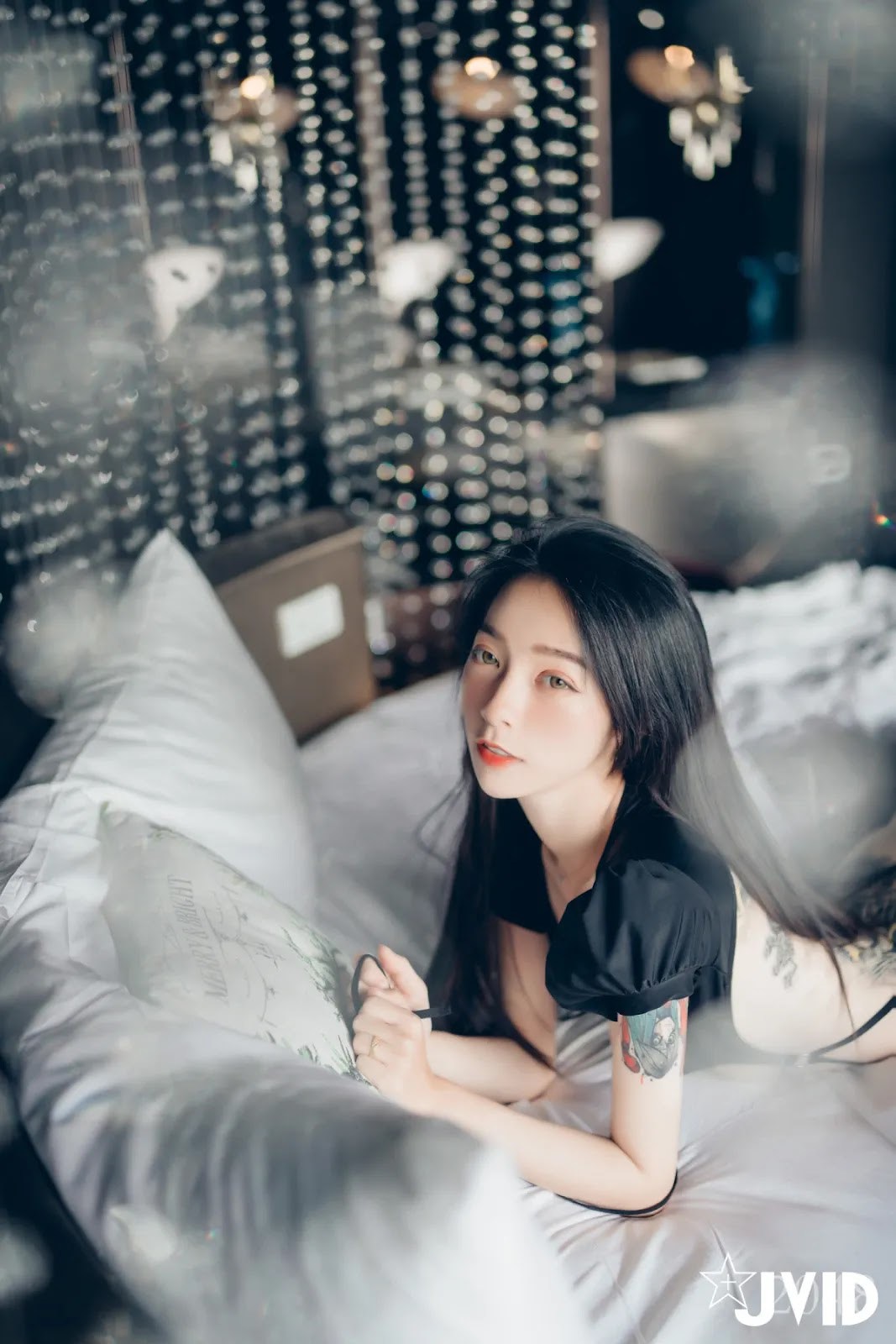JVID精品 韩国女神飄飄 黑 超猛激凸遮不住 白 透透睡衣 不管怎樣的飄飄都好正啊!! Vol.01 14
