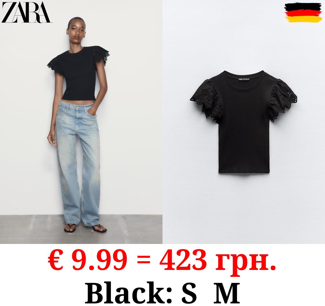 RIBBED TOP WITH CROCHET RUFFLE DETAILS