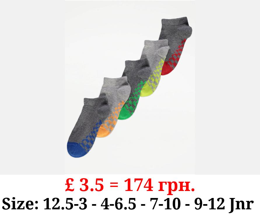 Checkerboard Trainer Liner Cotton Rich Socks 5 Pack