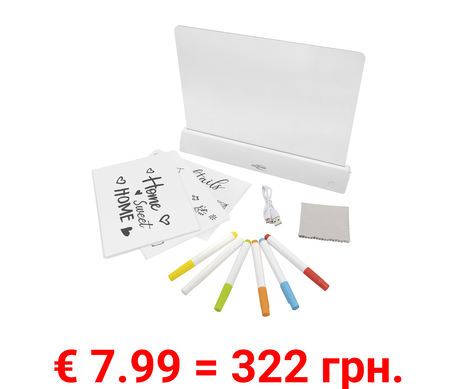 ANSMANN LED-Dekoration-Zeichentafel, inkl. Batterien