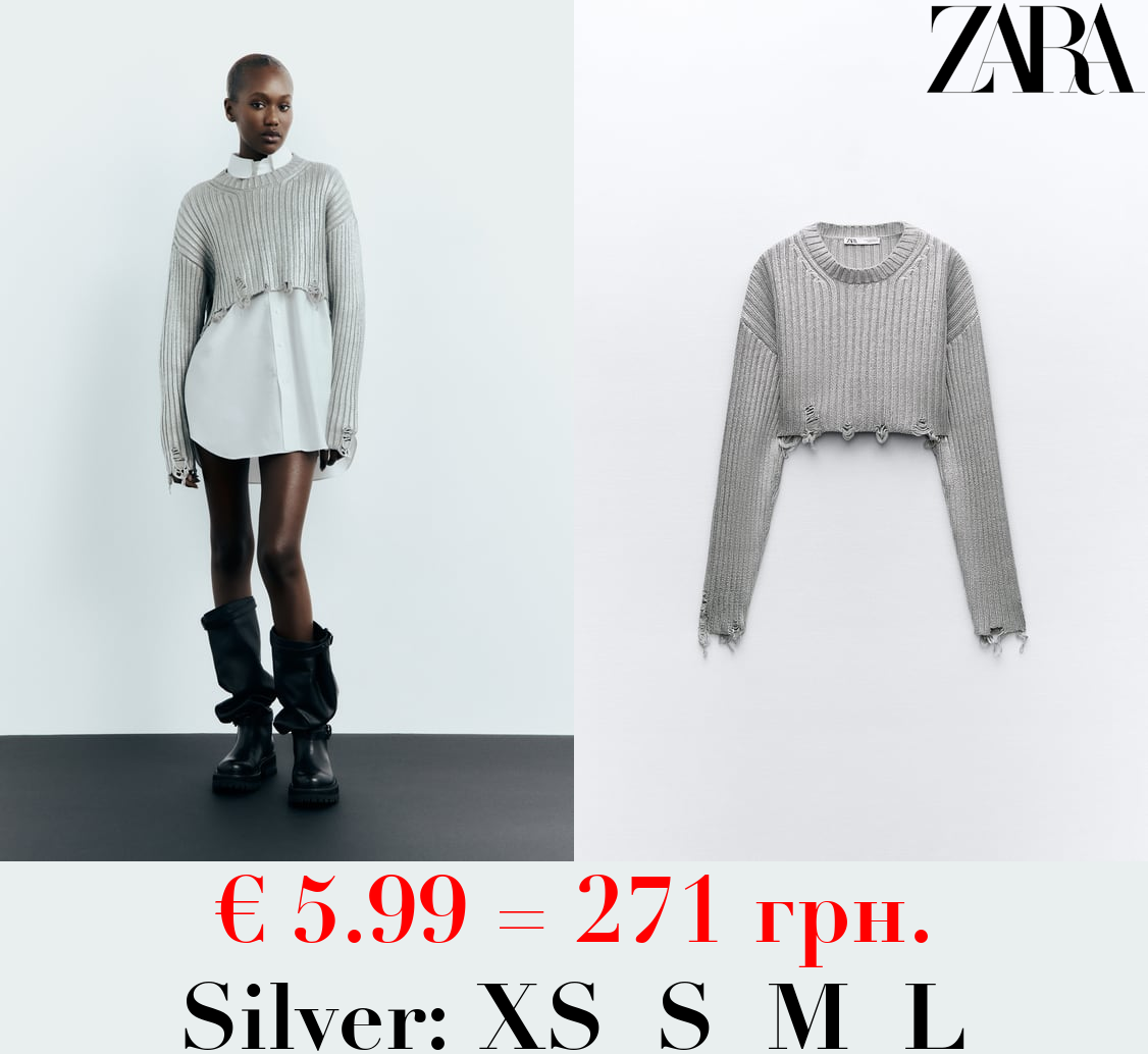 CROPPED FOIL KNIT SWEATER