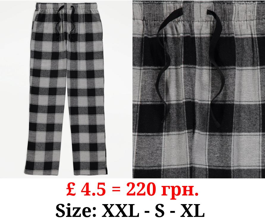 Black Checked Brushed Lounge Bottoms