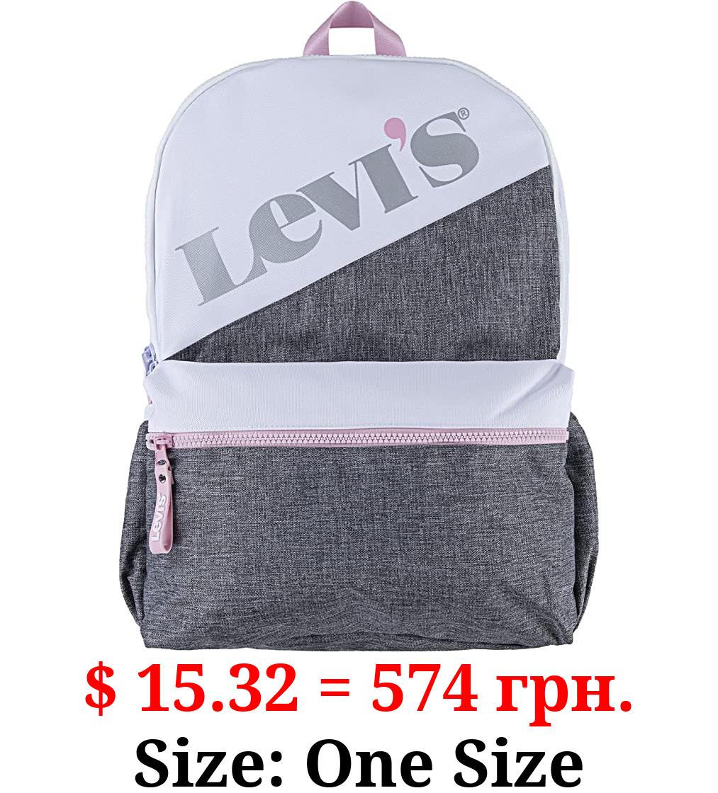 Levi's Unisex-Adults Classic Logo Backpack, Grey/Pink, One Size