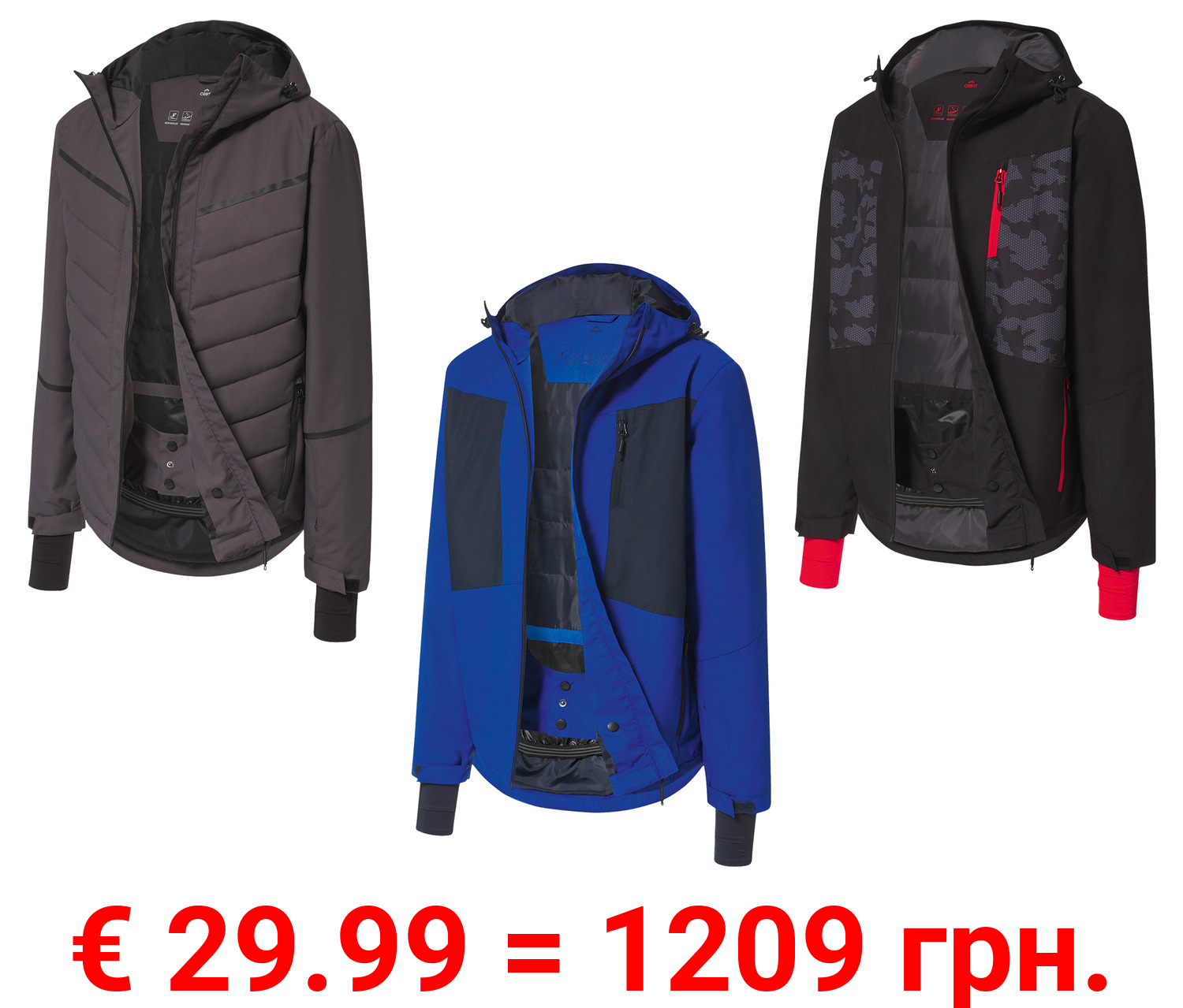 CRIVIT Herren Skijacke mit verstellbarem Schneefang