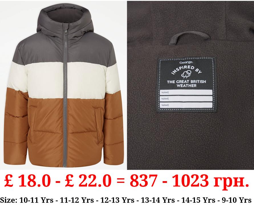 Colour Block Padded Coat