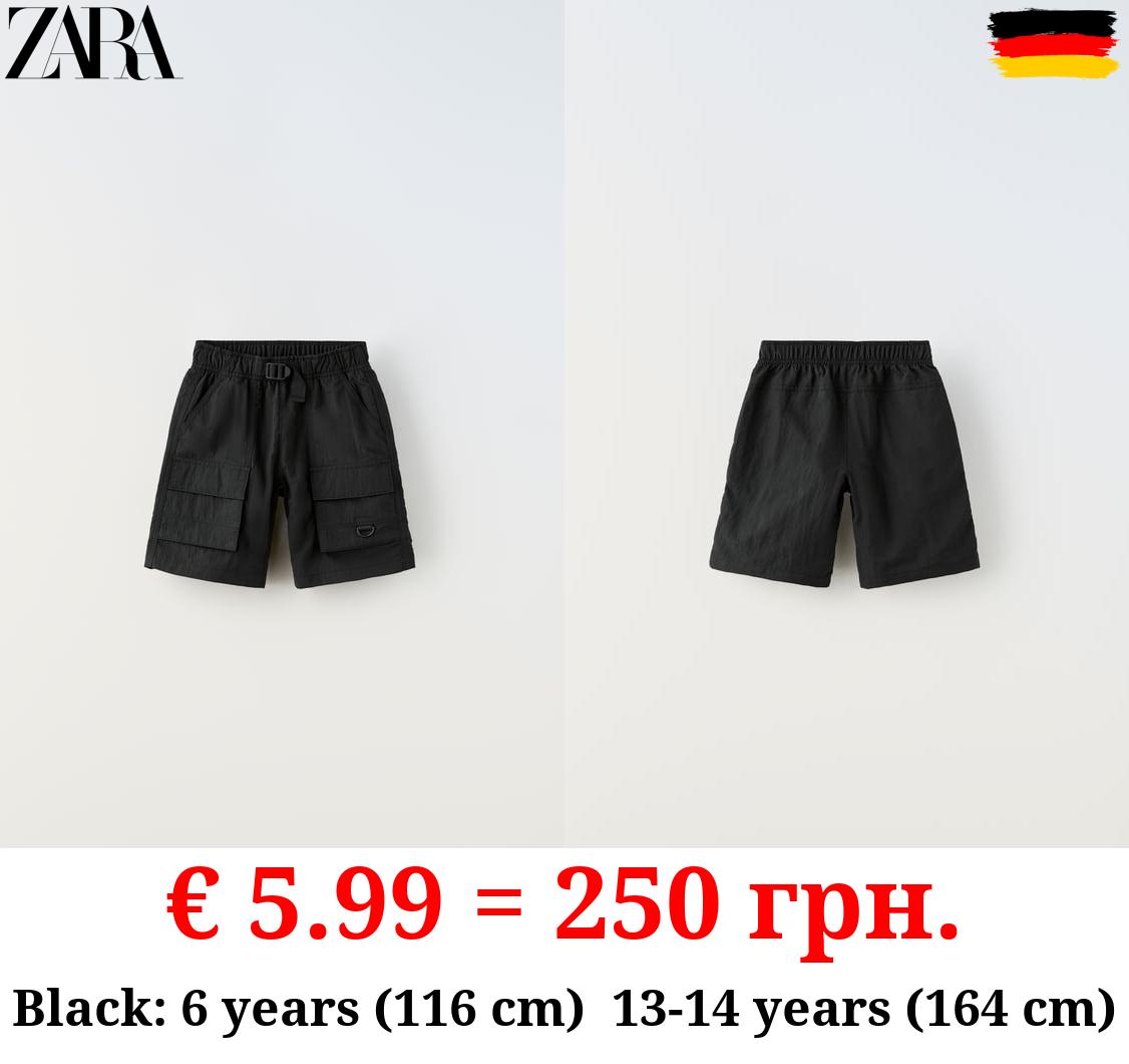 NYLON CARGO BERMUDA SHORTS